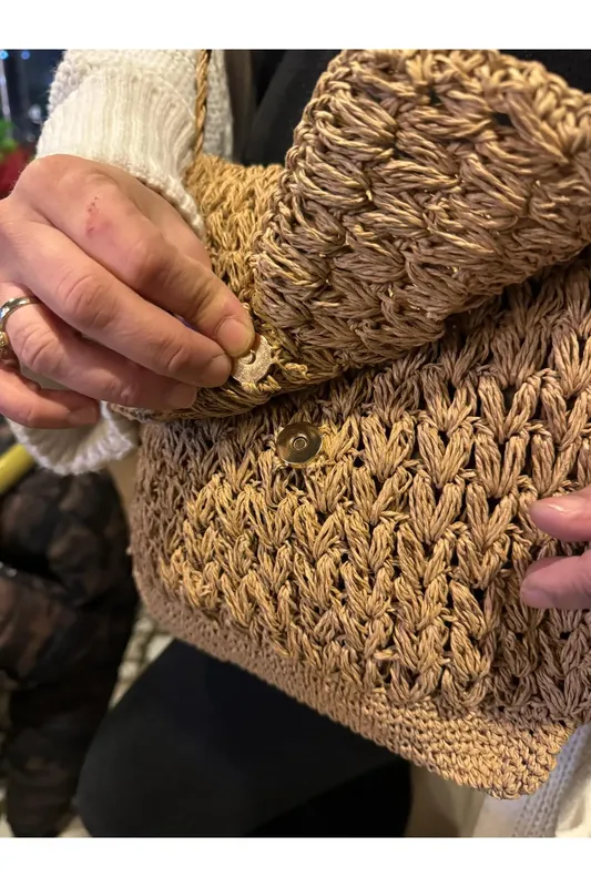 Günlük Omuz Çantası, Hasır, Şık, Doğal ve Rahat Kullanım