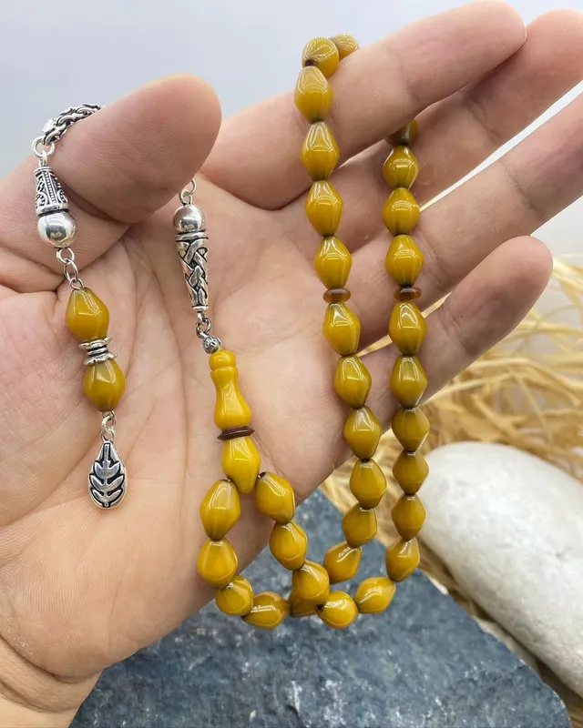 Sıkma Tıraşlı Ateş Kehribar Tesbih Orijinal, Yumuşak Çekimli ve Koleksiyonluk Model