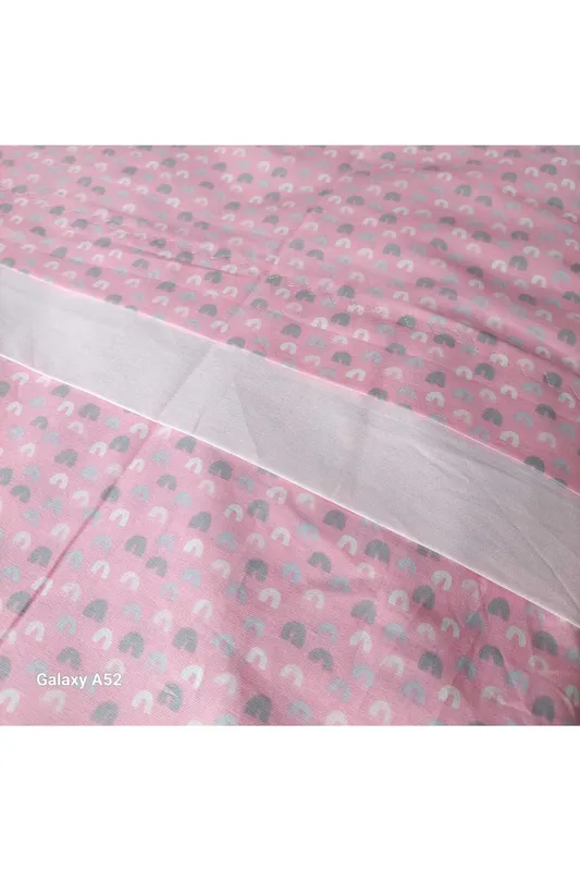 ÇİFT KİŞİLİK GÖKKUŞAĞI DESENLİ PEMBE NEVRESİM TAKIMI