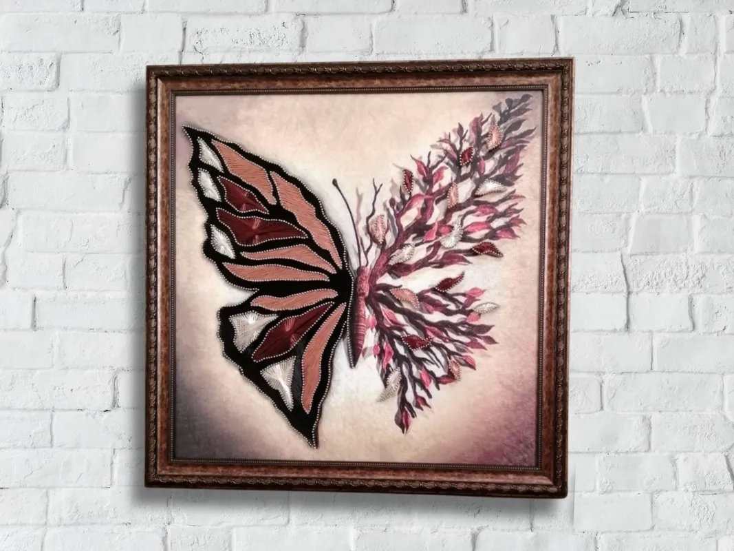 Kanvas Kelebek Filografi Sanatı Renkli Şık Filografi 50x50 cm