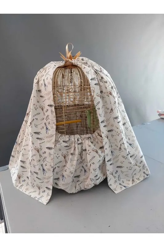 Kuş Motifli Koruyucu uzun Kuş Kafesi Tülü