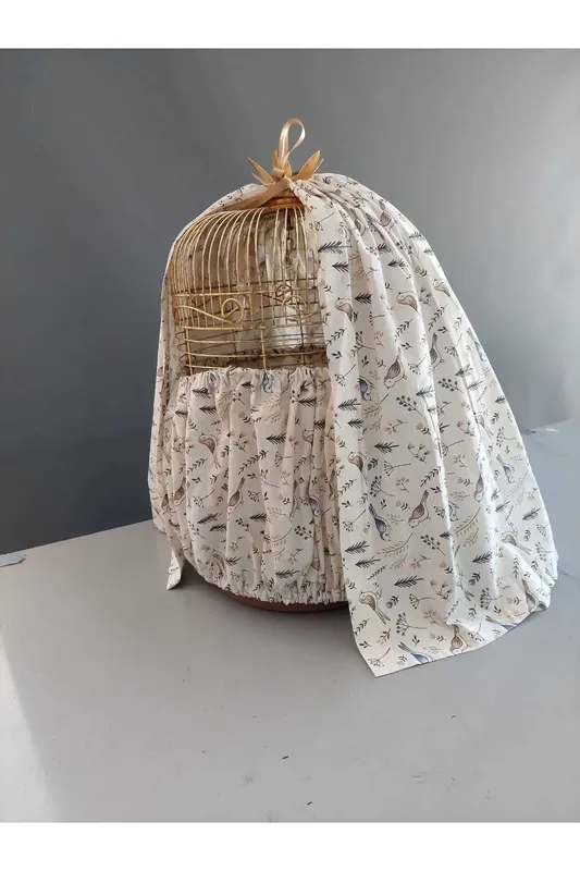 Kuş Motifli Koruyucu uzun Kuş Kafesi Tülü