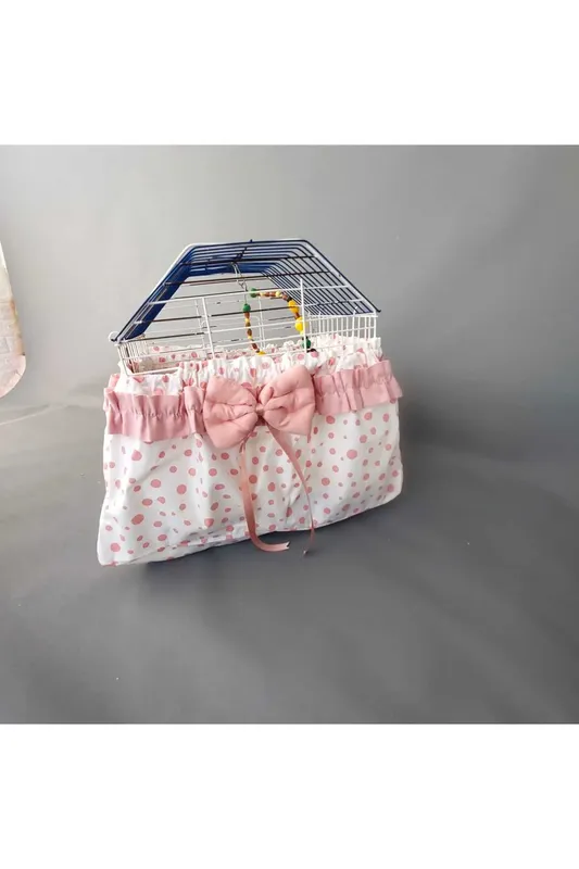 Pembe Papyon Desenli Kuş Kafesi Örtüsü