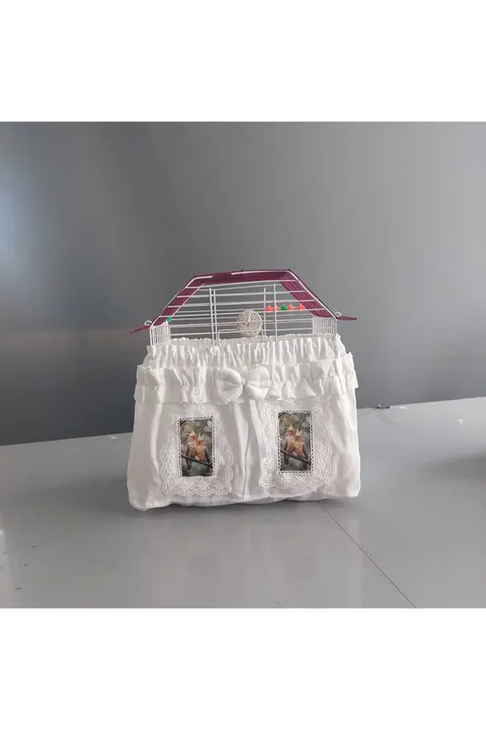 Kuş Resimli Motifli Kuş Kafesi Tülü