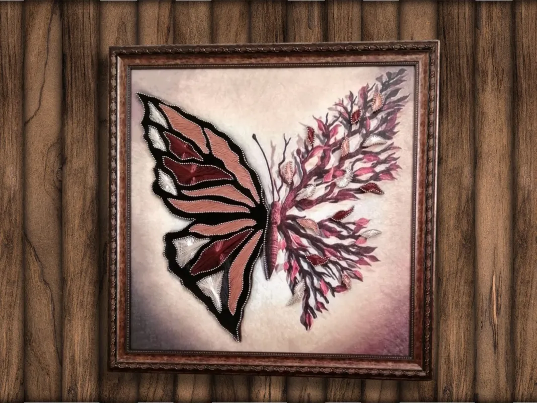 Kanvas Kelebek Filografi Sanatı Renkli Şık Filografi 50x50 cm