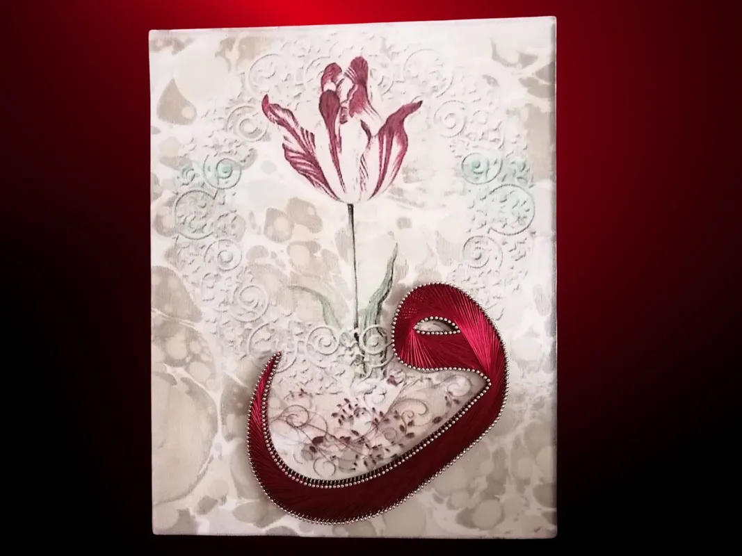 Mor Vav Harfi Filografi Tablo 30x50 cm El Yapımı İslami Duvar Sanatı