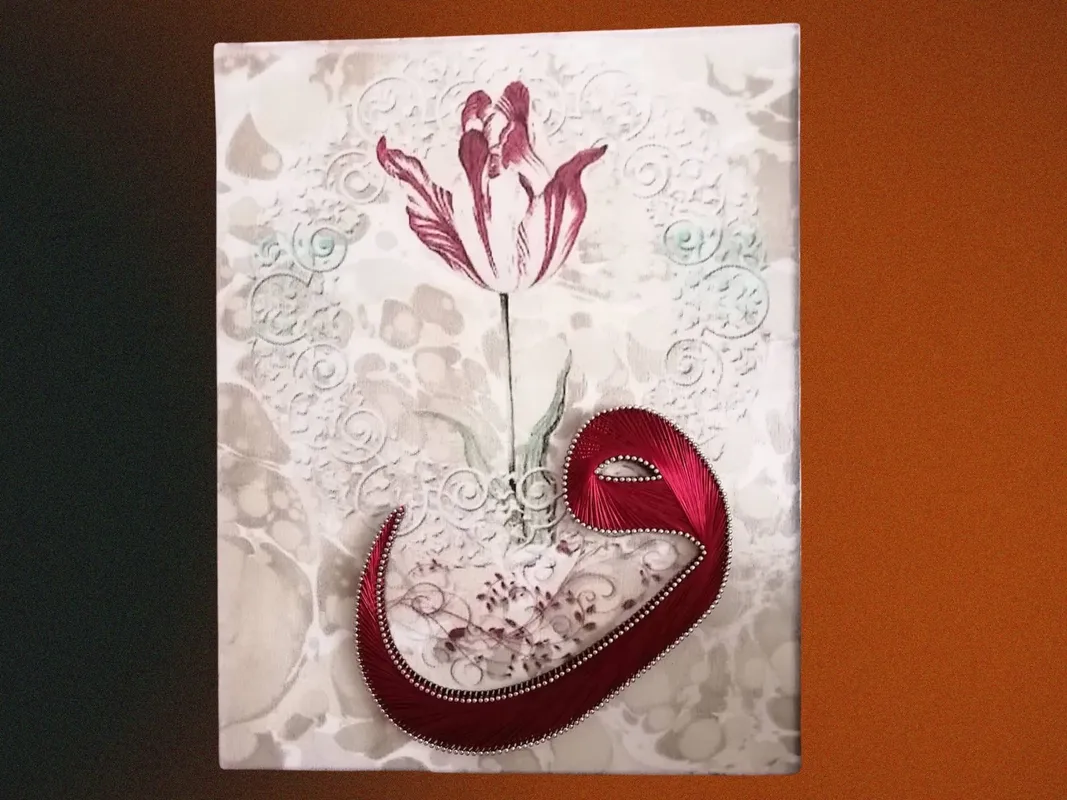 Mor Vav Harfi Filografi Tablo  30x50 cm El Yapımı İslami Duvar Sanatı