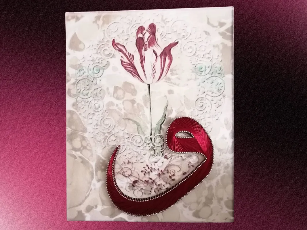Mor Vav Harfi Filografi Tablo  30x50 cm El Yapımı İslami Duvar Sanatı