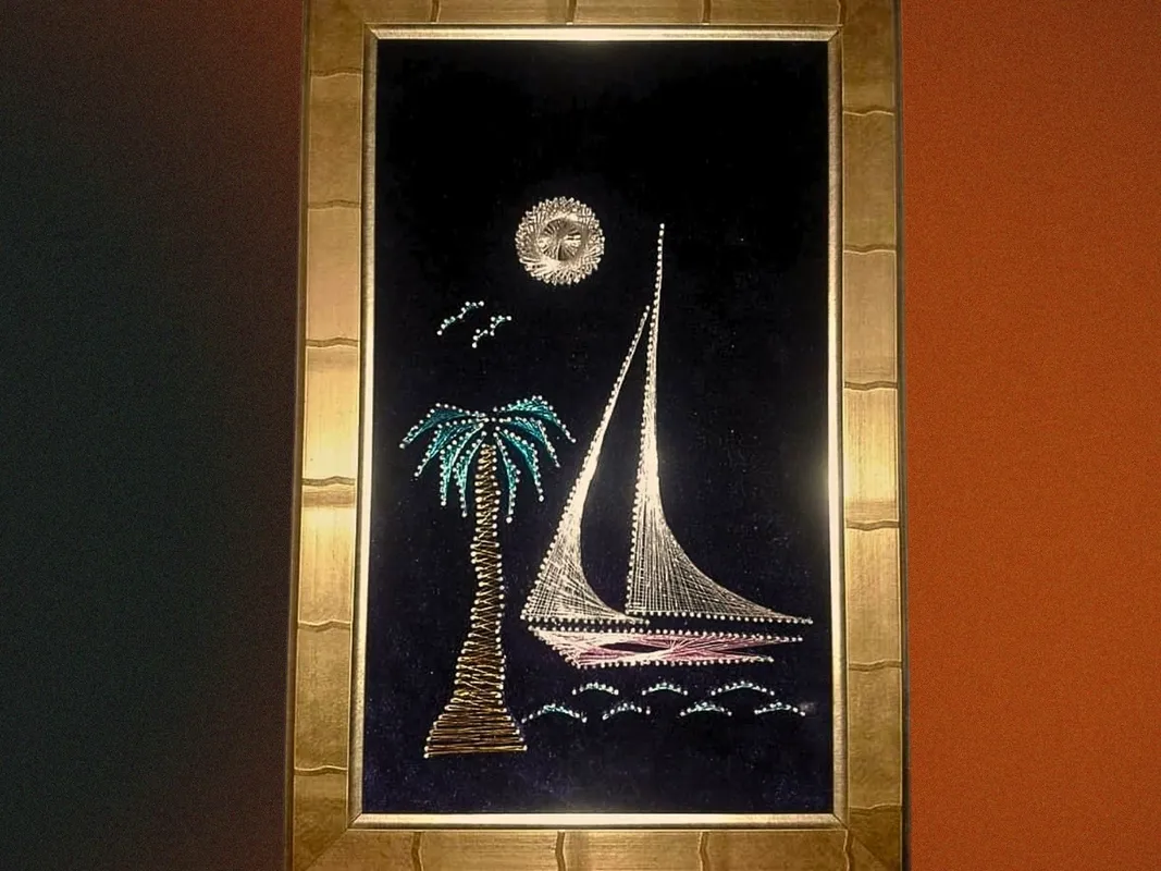 El Yapımı Yelkenli ve Deniz Manzaralı Filografi Tablo  30x50 cm