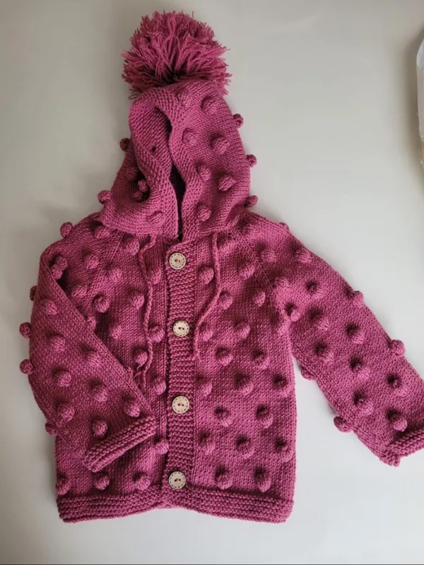 bonibon model kapşonlu kız bebek hırkası