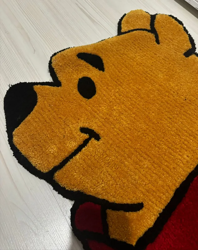 winnie karakterli el dokuması dekoratif halı 