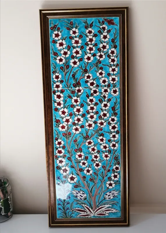 İznik Çini Hayat Ağacı Panosu 20x60 cm