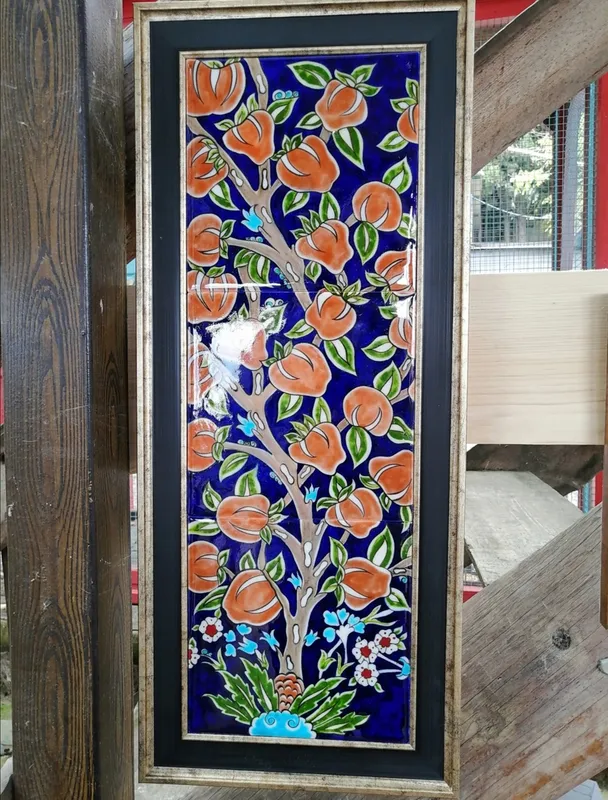 İznik Taş Üzeri Hurma Ağacı Çini Pano 20x60 cm Bereketin Sembolü