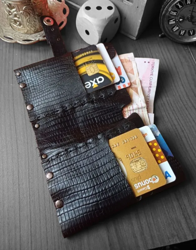 Siyah Hakiki Deri El İşi Cüzdan