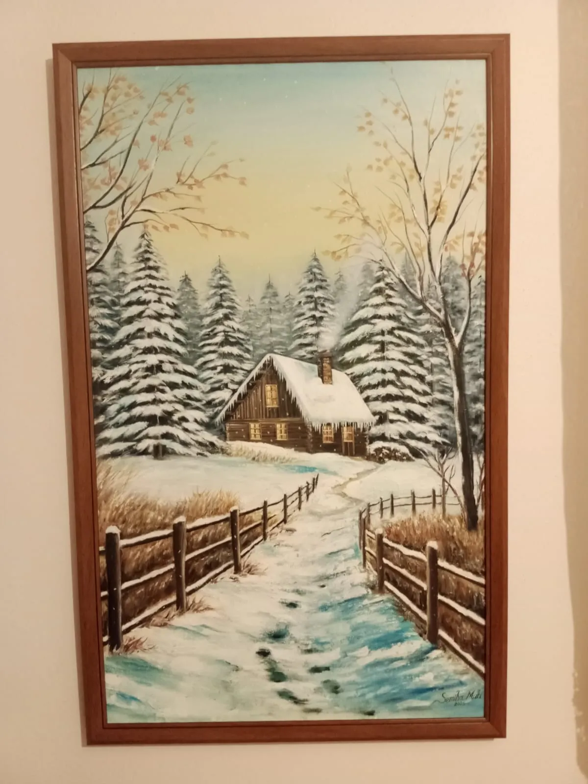 Kış Temalı Yağlı Boya Tablosu  100*60 cm