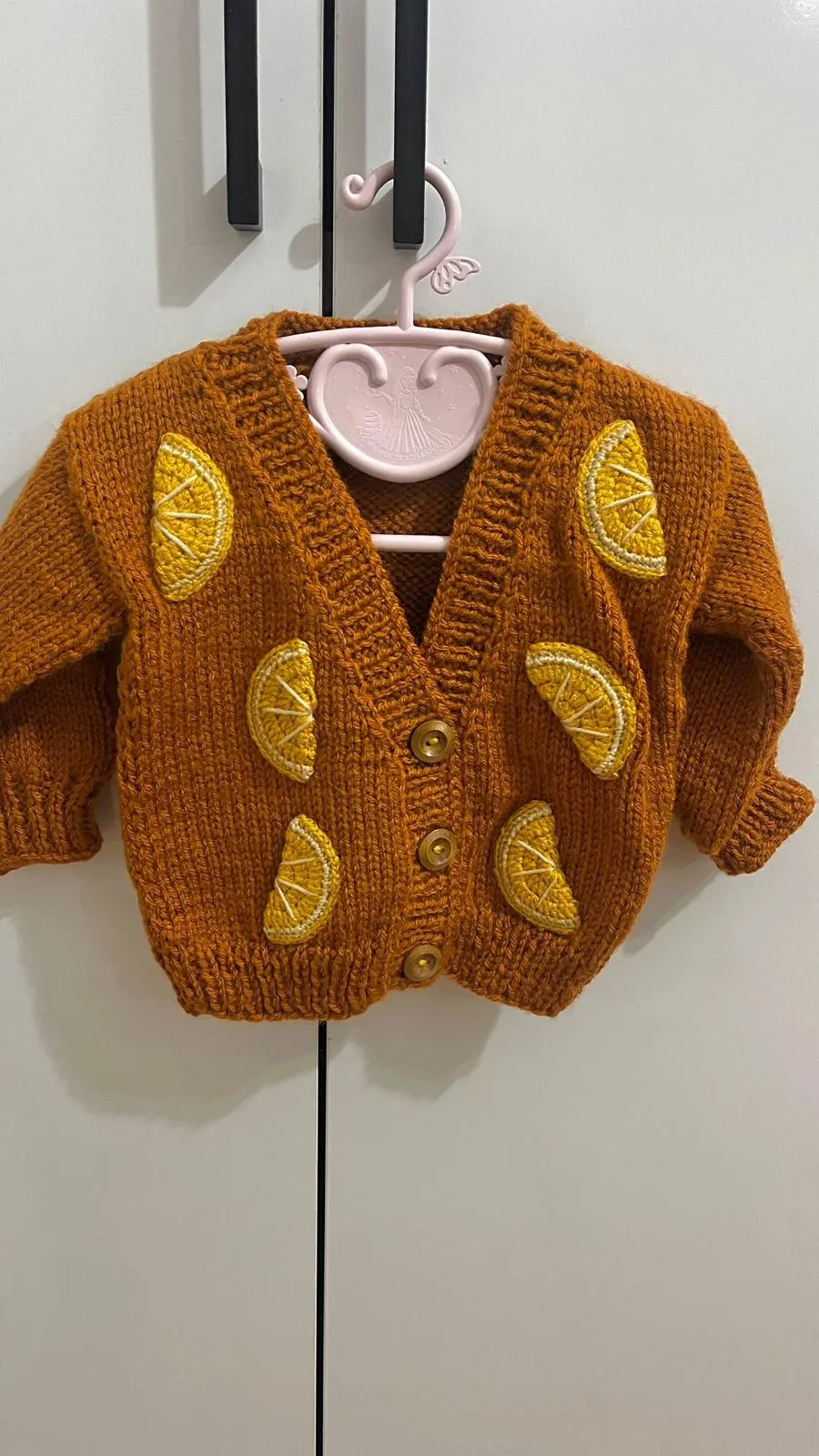 Portakal Dilim Desenli El Örgüsü Bebek Hırkası