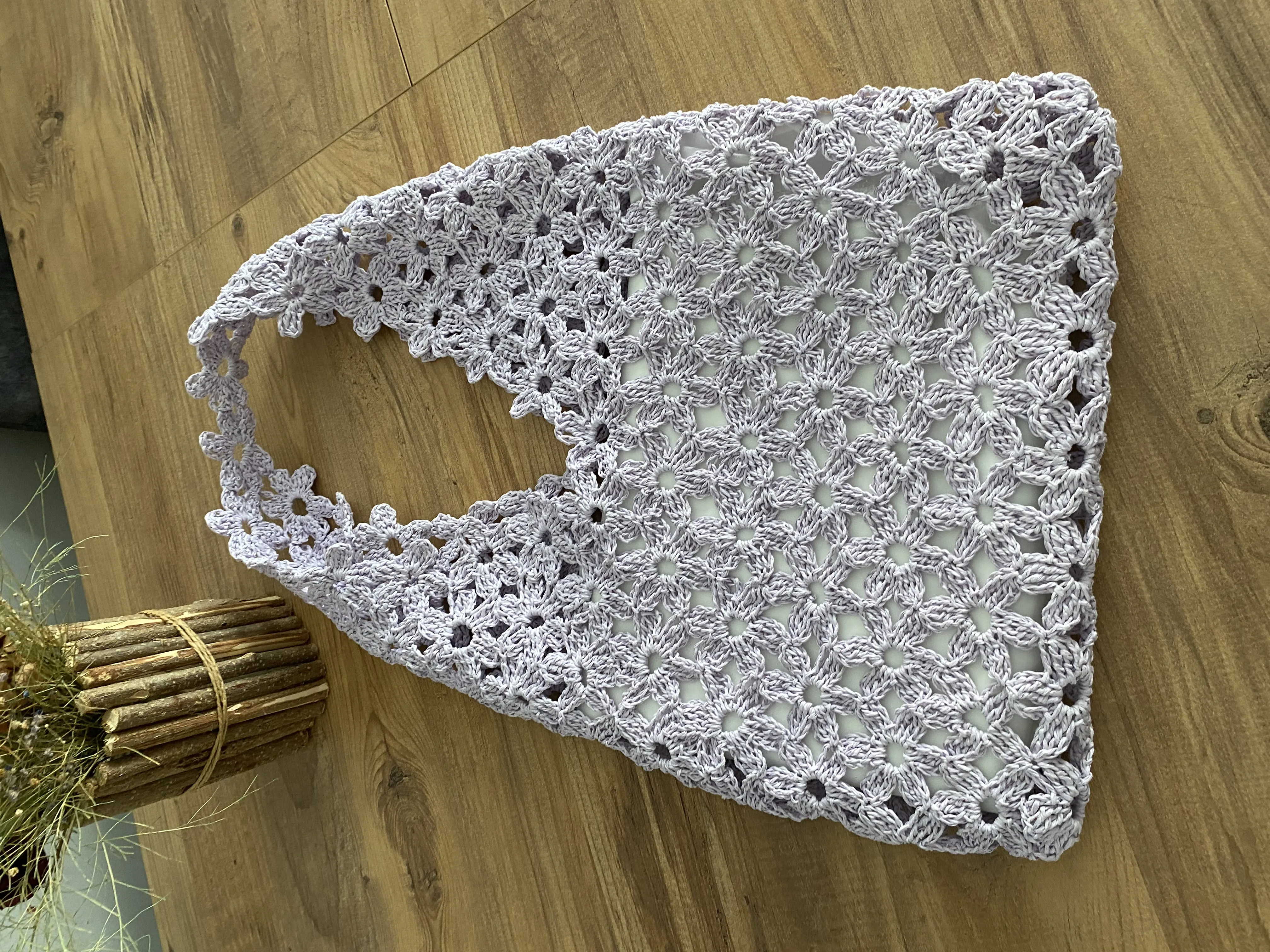 Çiçek Motif Torba Çanta Yazlık Omuz Çantası Lila Renkli Yazlık ve plaj çantası