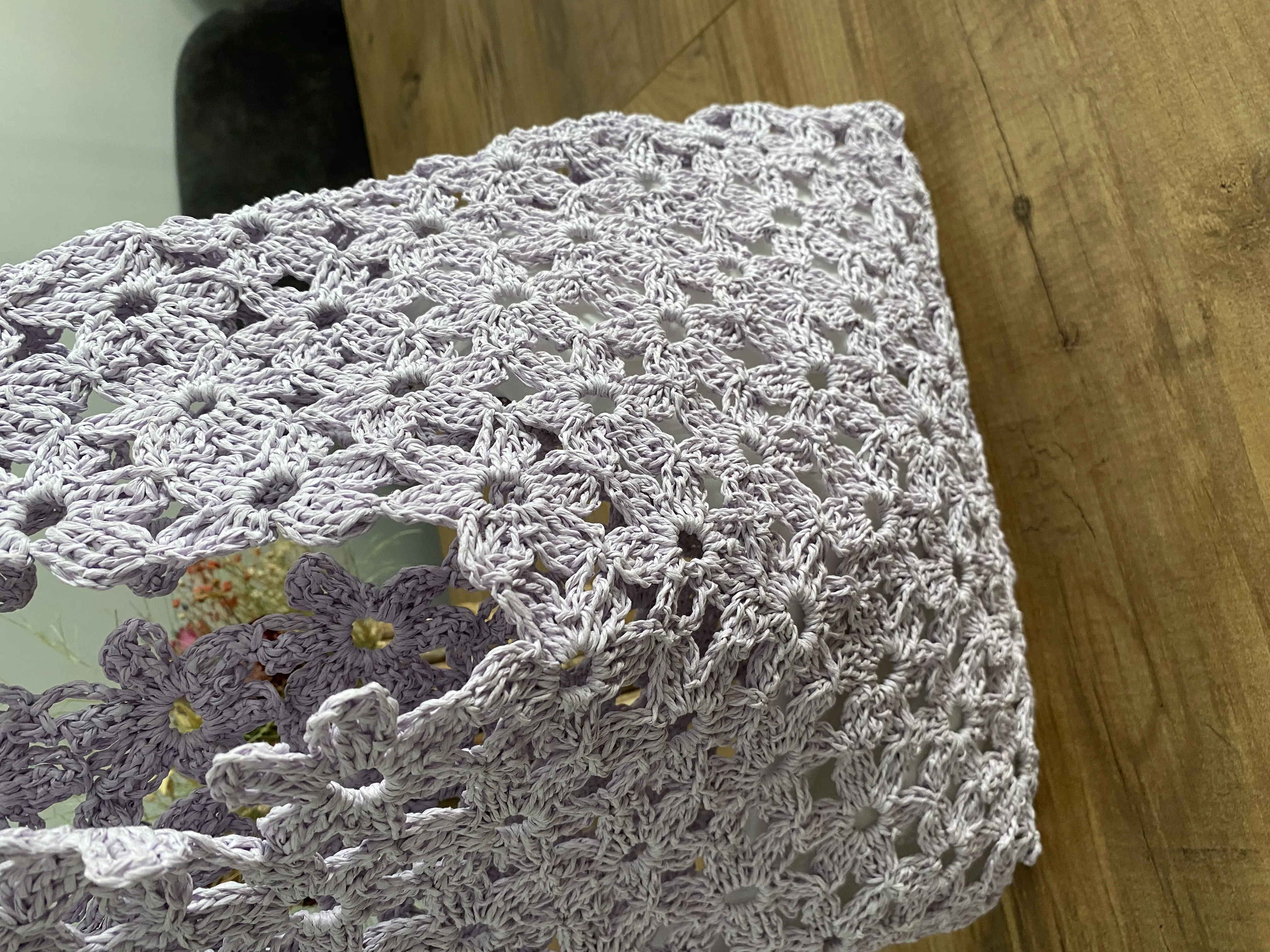 Çiçek Motif Torba Çanta Yazlık Omuz Çantası Lila Renkli Yazlık ve plaj çantası