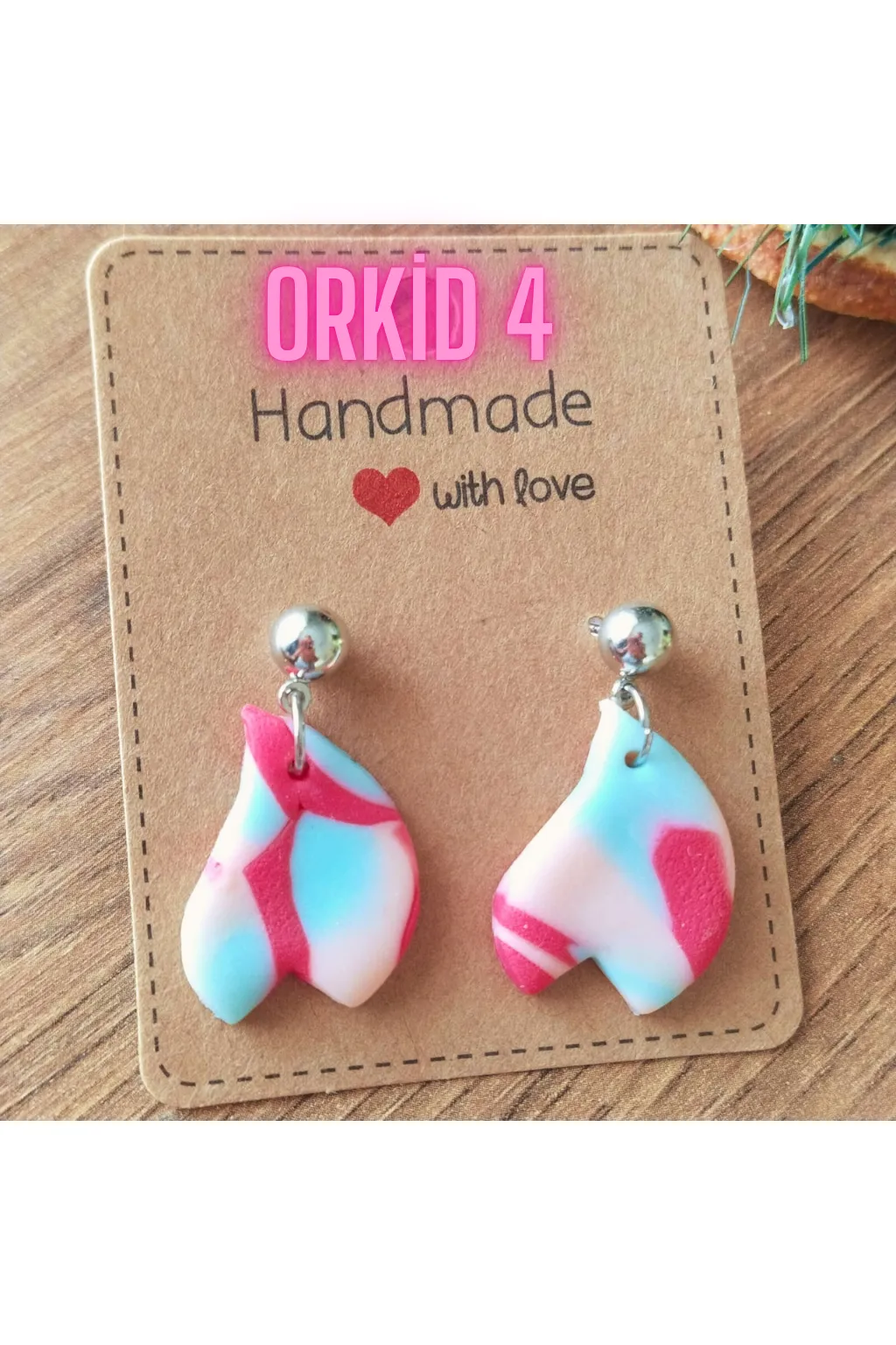 Orkid Kirmizi Model 4 Polimer Küpe