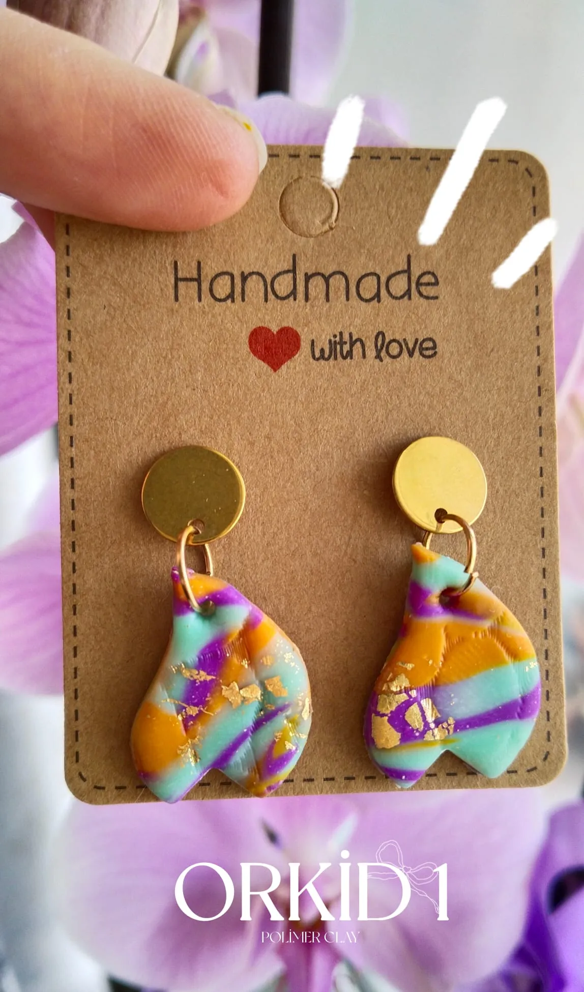 ORKİD KÜPE ( POLYMER CLAY )PASLANMAZ ÇELİK APARATLARI 