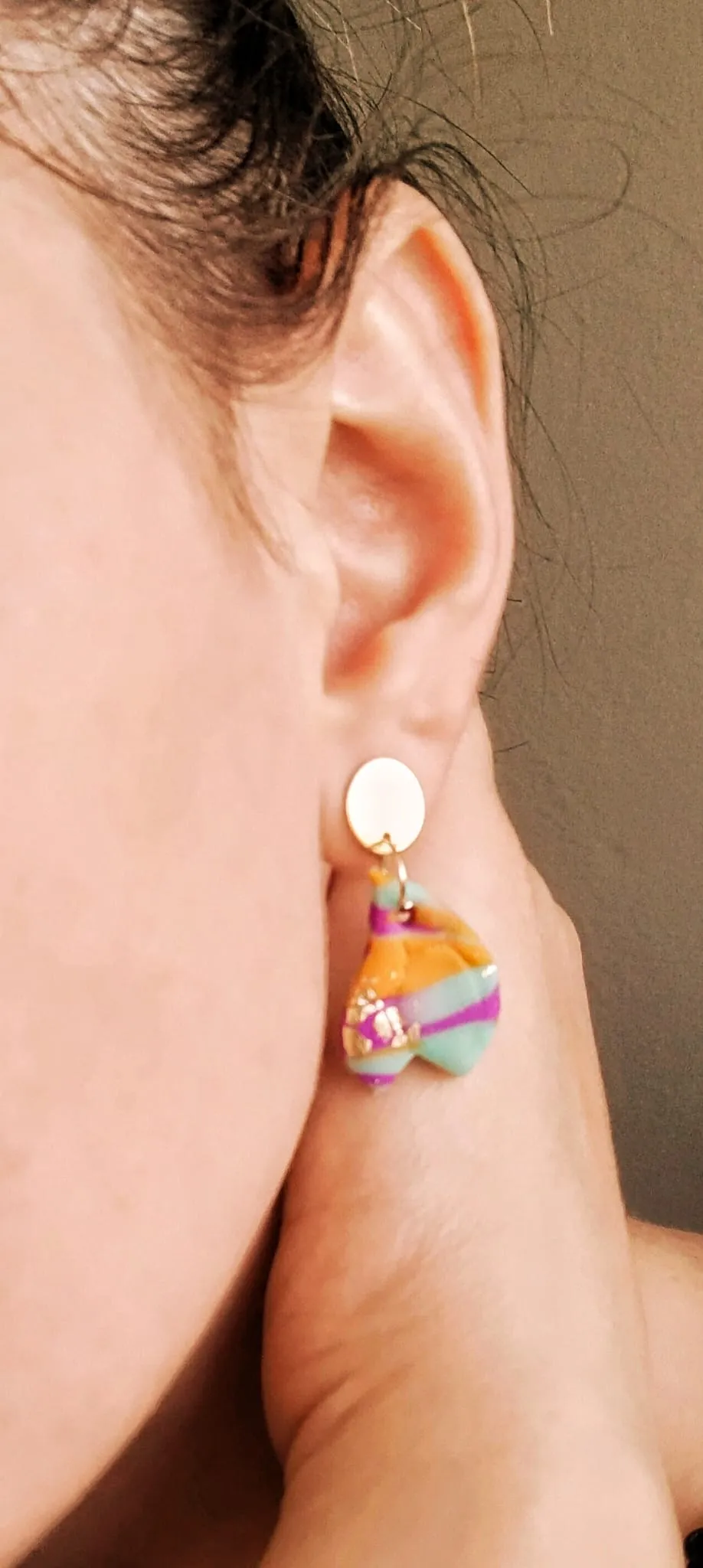 ORKİD KÜPE ( POLYMER CLAY )PASLANMAZ ÇELİK APARATLARI 