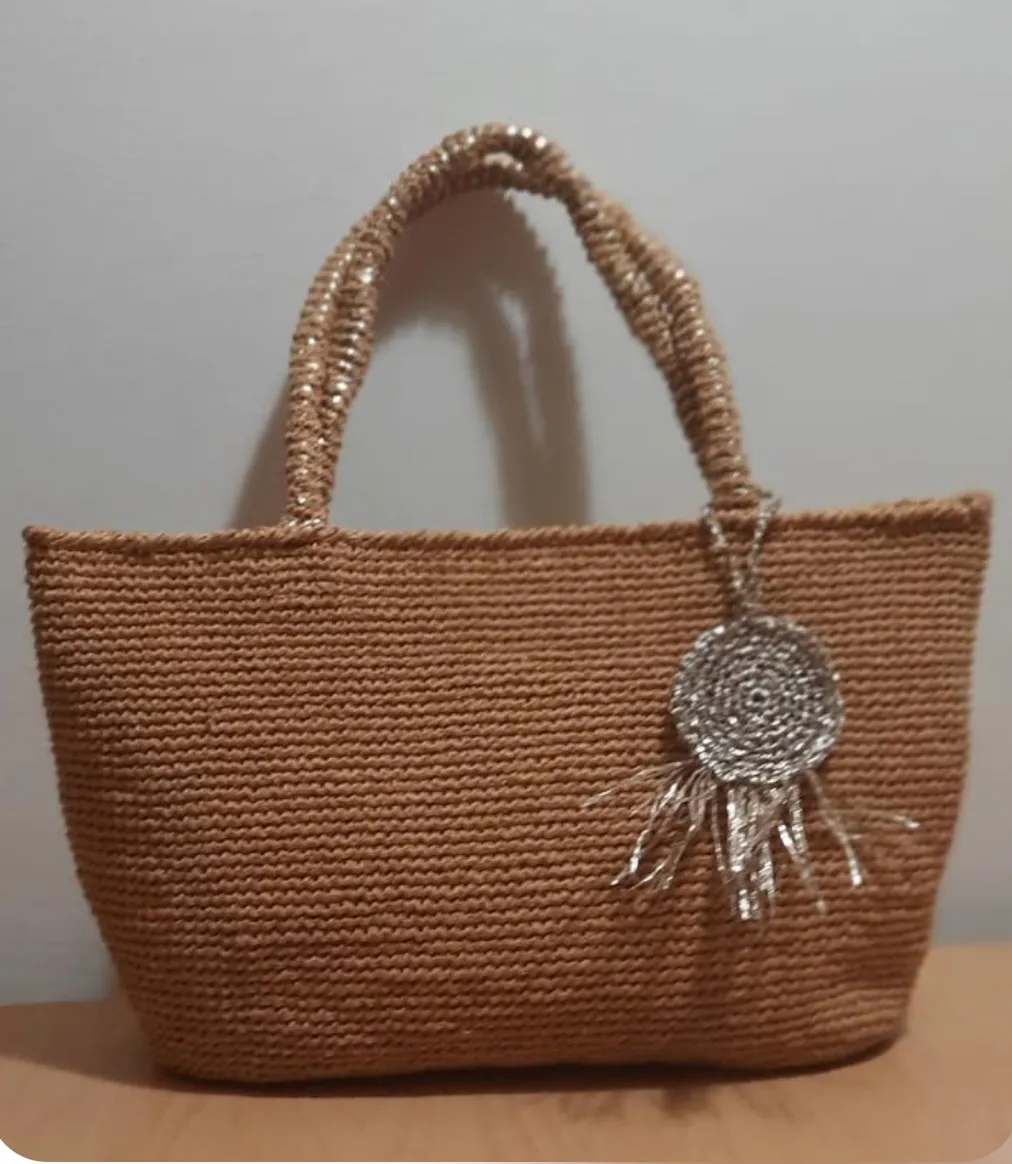 Sim Süslemeli Dreamcatcher Detaylı El Yapımı Kağıt İp Çanta