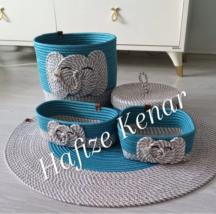 Fil Figürlü Çocuk Odası Takımı – Sepetli & Paspaslı Set