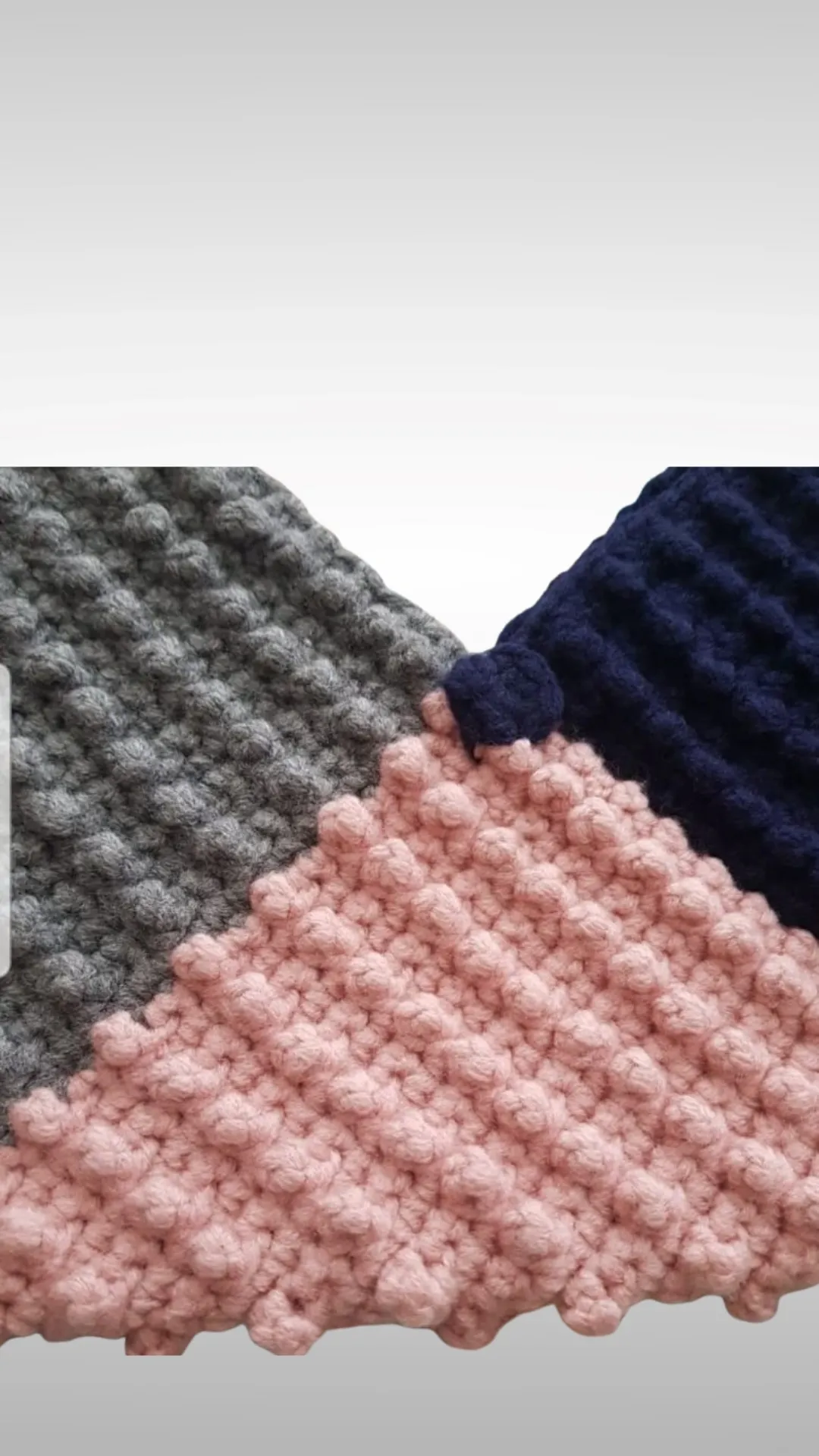 Üç Renkli Örgü Omuz Çantası – Gri, Lacivert, Pembe
